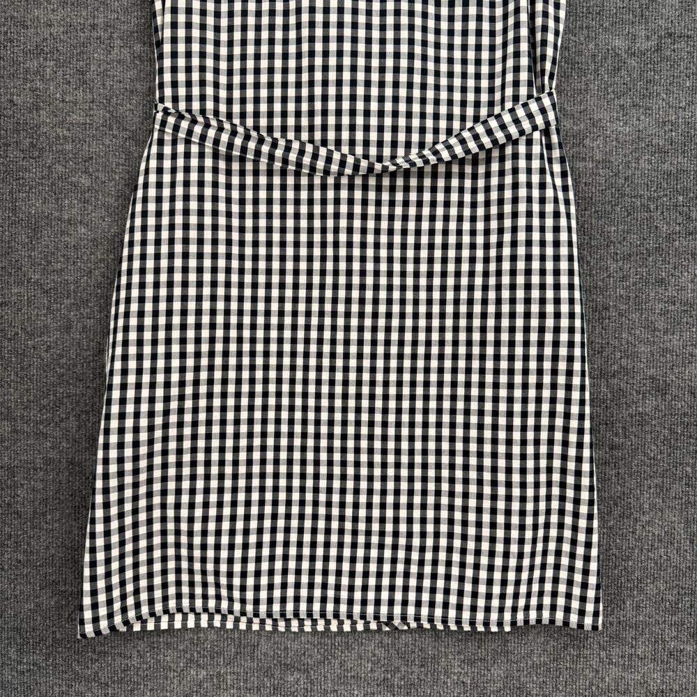 Tommy Hilfiger Plaid Button Up Shirtdress Sz 8 Black White Belted Preppy Pockets - Picture 8 of 13